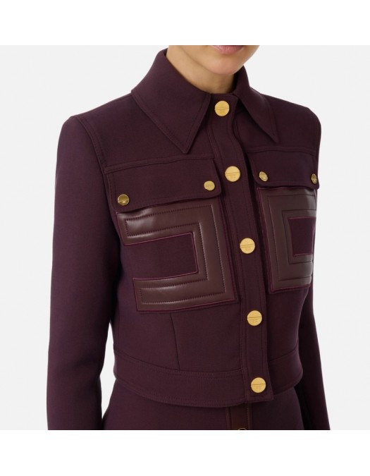 Jacheta ELISABETTA FRANCHI, double-layer crêpe fabric with logo details, Merlot - GI15957E2EA4