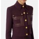 Jacheta ELISABETTA FRANCHI, double-layer crêpe fabric with logo details, Merlot - GI15957E2EA4