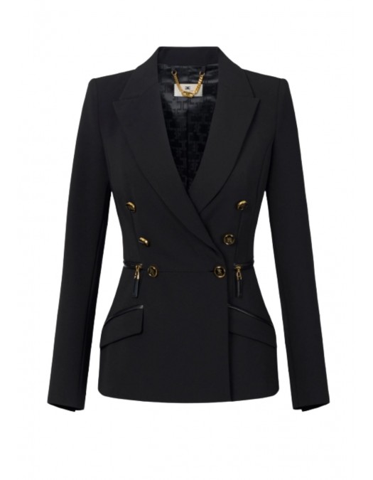 SACOU ELISABETTA FRANCHI, Fermoare aurii atasate, Nasturi Logo, Negru - GI17256E2110