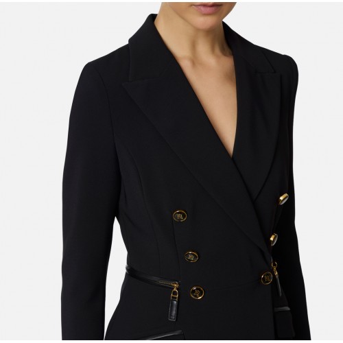 SACOU ELISABETTA FRANCHI, Fermoare aurii atasate, Nasturi Logo, Negru SACOU ELISABETTA FRANCHI, Fermoare aurii atasate, Nasturi Logo, Negru