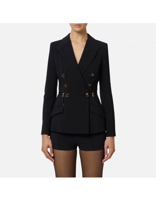 SACOU ELISABETTA FRANCHI, Fermoare aurii atasate, Nasturi Logo, Negru - GI17256E2110