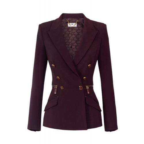 SACOU ELISABETTA FRANCHI, Fermoare aurii atasate, Nasturi Logo, Merlot SACOU ELISABETTA FRANCHI, Fermoare aurii atasate, Nasturi Logo, Merlot