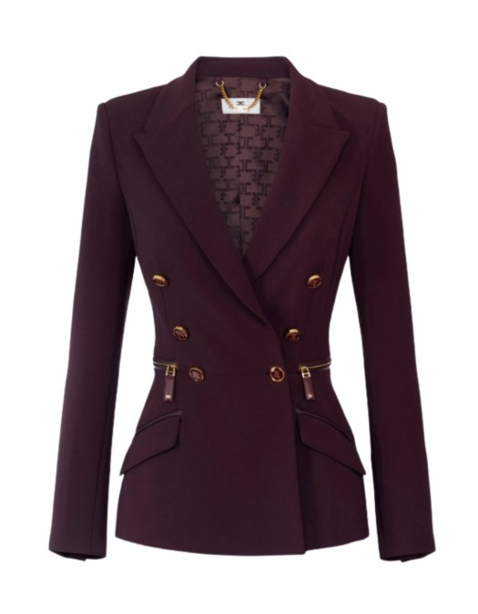 SACOU ELISABETTA FRANCHI, Fermoare aurii atasate, Nasturi Logo, Merlot - GI17256E2EA4