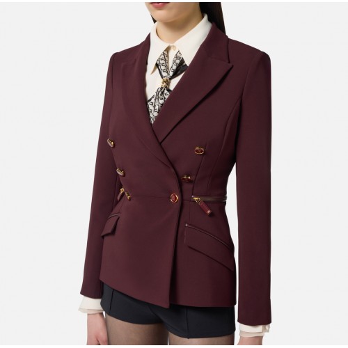 SACOU ELISABETTA FRANCHI, Fermoare aurii atasate, Nasturi Logo, Merlot SACOU ELISABETTA FRANCHI, Fermoare aurii atasate, Nasturi Logo, Merlot