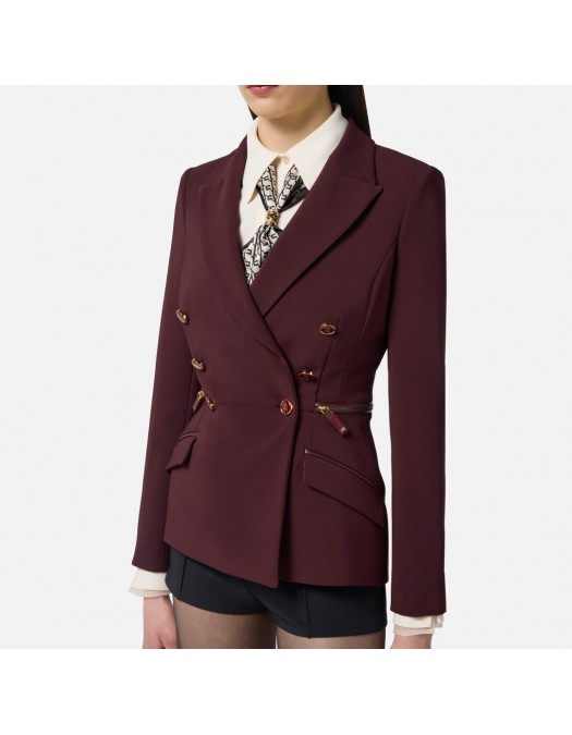 SACOU ELISABETTA FRANCHI, Fermoare aurii atasate, Nasturi Logo, Merlot - GI17256E2EA4