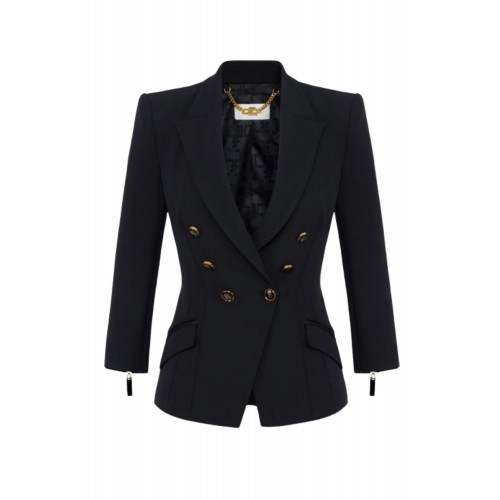 SACOU ELISABETTA FRANCHI, Jacket in double layer crêpe, Negru SACOU ELISABETTA FRANCHI, Jacket in double layer crêpe, Negru