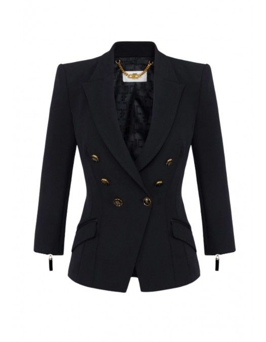SACOU ELISABETTA FRANCHI, Jacket in double layer crêpe, Negru - GI17456E2110 SACOU ELISABETTA FRANCHI, Jacket in double layer crêpe, Negru - GI17456E2110