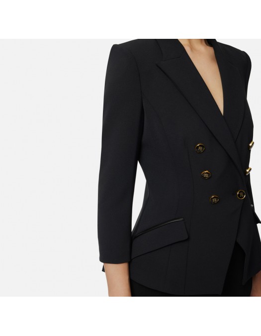 SACOU ELISABETTA FRANCHI, Jacket in double layer crêpe, Negru - GI17456E2110 SACOU ELISABETTA FRANCHI, Jacket in double layer crêpe, Negru - GI17456E2110