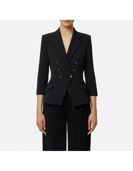 SACOU ELISABETTA FRANCHI, Jacket in double layer crêpe, Negru - GI17456E2110 SACOU ELISABETTA FRANCHI, Jacket in double layer crêpe, Negru - GI17456E2110