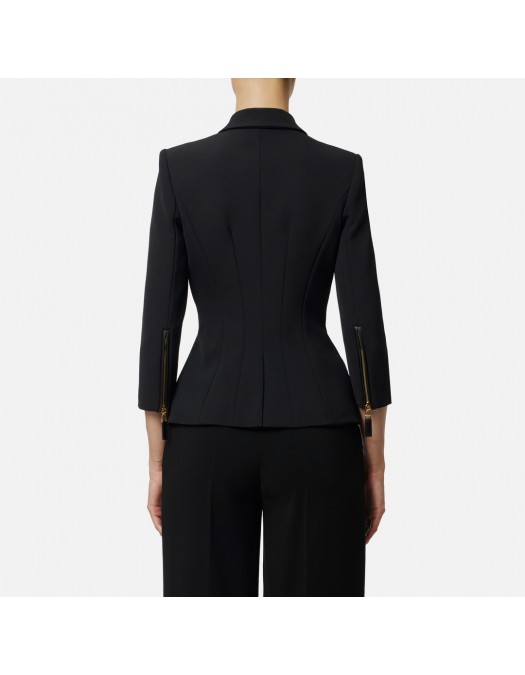 SACOU ELISABETTA FRANCHI, Jacket in double layer crêpe, Negru - GI17456E2110 SACOU ELISABETTA FRANCHI, Jacket in double layer crêpe, Negru - GI17456E2110