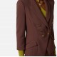 SACOU ELISABETTA FRANCHI, Jacket in double layer crêpe, Coffee - GI17456E2EA3 SACOU ELISABETTA FRANCHI, Jacket in double layer crêpe, Coffee - GI17456E2EA3