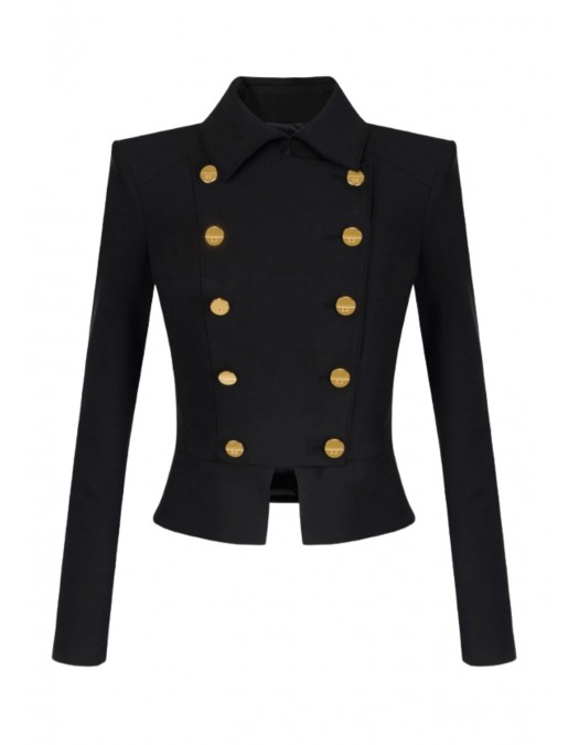 SACOU ELISABETTA FRANCHI, bi-elastic fabric with jewel buttons, Negru - GI18557E2110