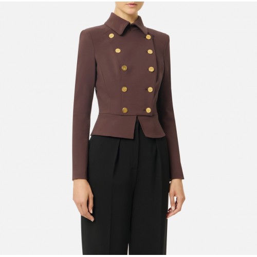 SACOU ELISABETTA FRANCHI, bi-elastic fabric with jewel buttons, Merlot SACOU ELISABETTA FRANCHI, bi-elastic fabric with jewel buttons, Merlot