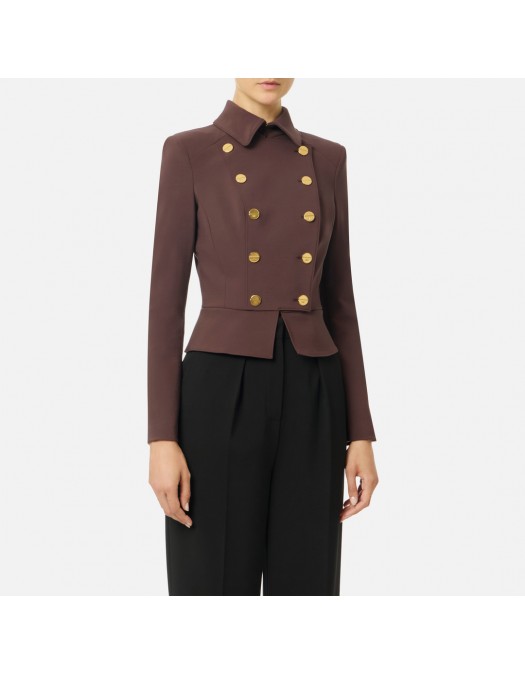 SACOU ELISABETTA FRANCHI, bi-elastic fabric with jewel buttons, Merlot - GI18557E2EA4