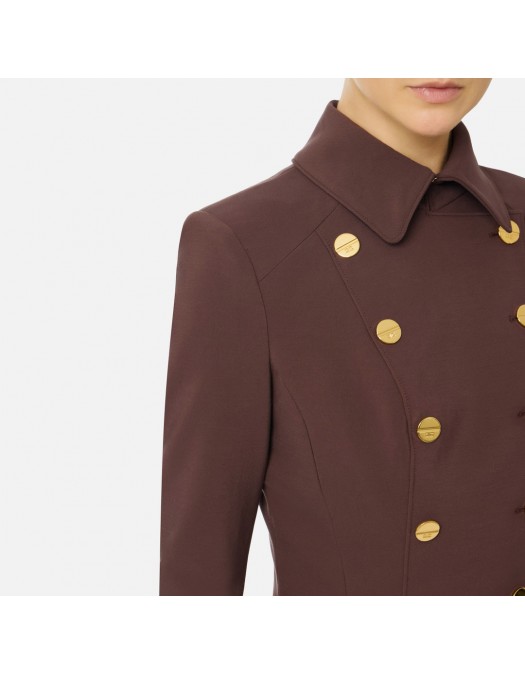 SACOU ELISABETTA FRANCHI, bi-elastic fabric with jewel buttons, Merlot - GI18557E2EA4
