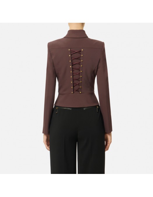 SACOU ELISABETTA FRANCHI, bi-elastic fabric with jewel buttons, Merlot - GI18557E2EA4
