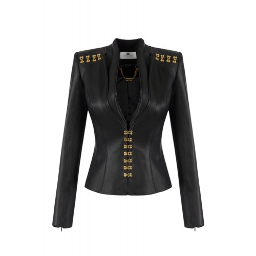 Jacheta ELISABETTA FRANCHI, Accesorii gold atasate, Negru Jacheta ELISABETTA FRANCHI, Accesorii gold atasate, Negru