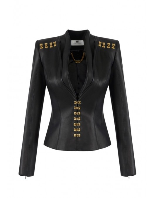 Jacheta ELISABETTA FRANCHI, Accesorii gold atasate, Negru - GI18757E2110 Jacheta ELISABETTA FRANCHI, Accesorii gold atasate, Negru - GI18757E2110