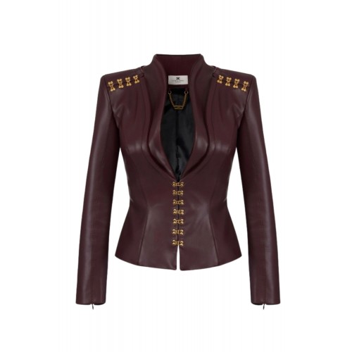 Jacheta ELISABETTA FRANCHI, Accesorii gold atasate, Visiniu Jacheta ELISABETTA FRANCHI, Accesorii gold atasate, Visiniu