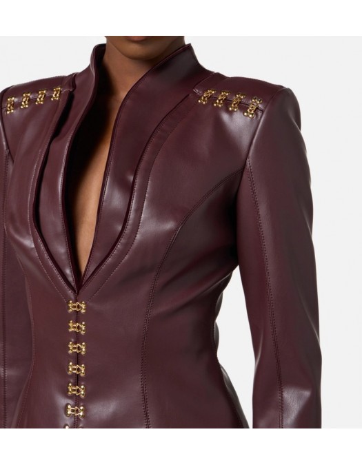 Jacheta ELISABETTA FRANCHI, Accesorii gold atasate, Visiniu - GI18757E2EA4 Jacheta ELISABETTA FRANCHI, Accesorii gold atasate, Visiniu - GI18757E2EA4