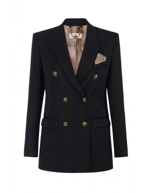 SACOU ELISABETTA FRANCHI, Buzunare atasate, Nasturi Logo, Negru - GI18957E2110