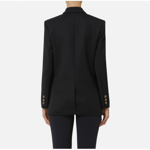 SACOU ELISABETTA FRANCHI, Buzunare atasate, Nasturi Logo, Negru SACOU ELISABETTA FRANCHI, Buzunare atasate, Nasturi Logo, Negru