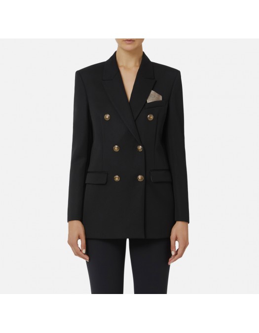 SACOU ELISABETTA FRANCHI, Buzunare atasate, Nasturi Logo, Negru - GI18957E2110
