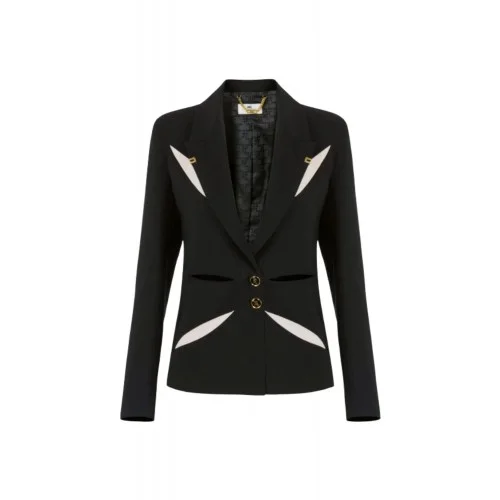 SACOU ELISABETTA FRANCHI, Decupaje si detalii inserate, Negru/Alb