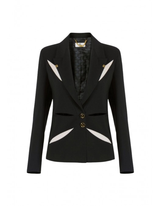 SACOU ELISABETTA FRANCHI, Decupaje si detalii inserate, Negru/Alb - GI19861E2685