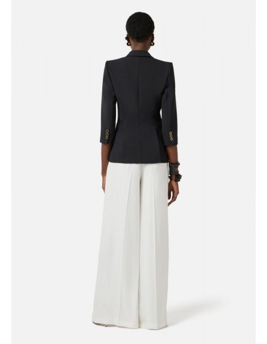 Sacou ELISABETTA FRANCHI , Jacket in double layer stretch crêpe fabric with logo details - GI21561E2EV7