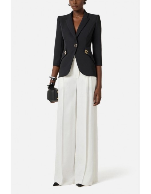 Sacou ELISABETTA FRANCHI , Jacket in double layer stretch crêpe fabric with logo details - GI21561E2EV7