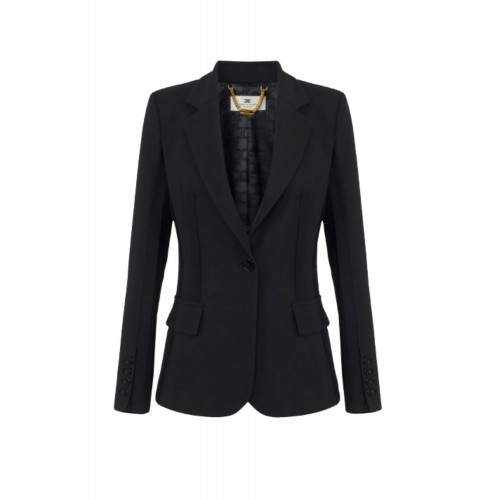 Jacheta ELISABETTA FRANCHI, in double layer stretch crêpe fabric with raw-edge trims