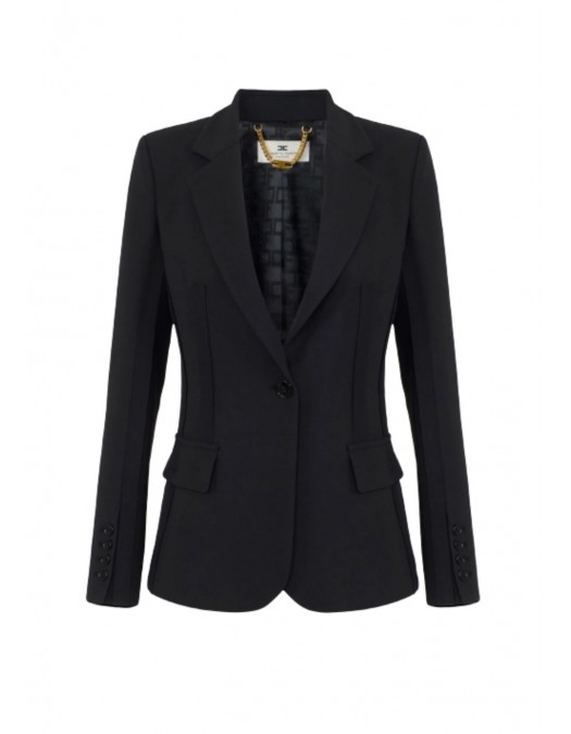 Jacheta ELISABETTA FRANCHI, in double layer stretch crêpe fabric with raw-edge trims - GI21661E2110