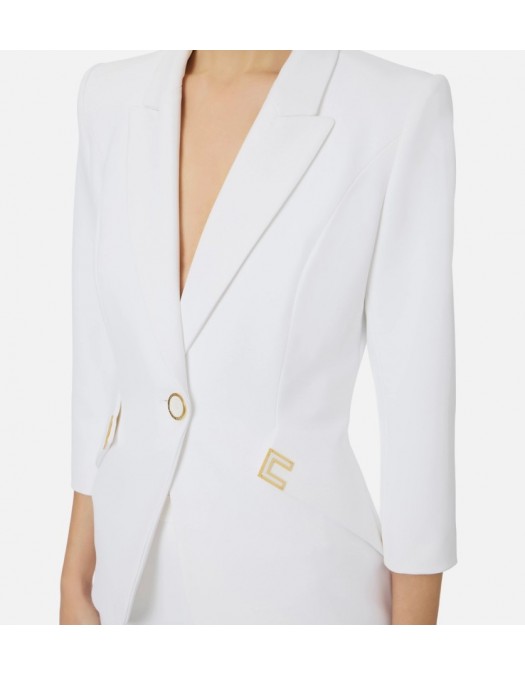 Sacou ELISABETTA FRANCHI, Jacket in double layer stretch crêpe fabric with logo details - GI21661E2360