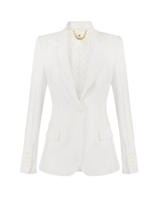Sacou ELISABETTA FRANCHI, Jacket in double layer stretch crêpe fabric, Alb - GI21661E2360