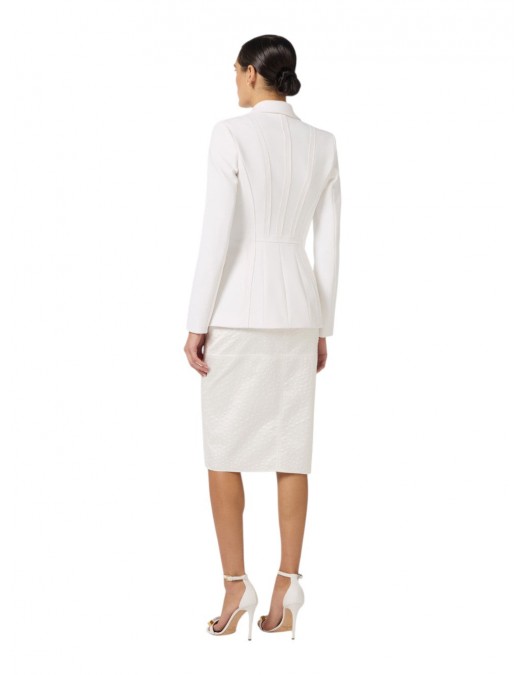 Sacou ELISABETTA FRANCHI, Jacket in double layer stretch crêpe fabric, Alb - GI21661E2360