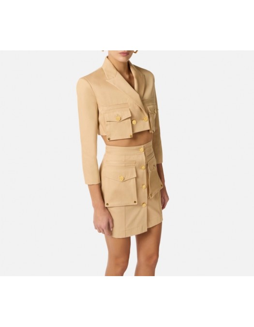 Jacheta ELISABETTA FRANCHI, Cotton gabardine jacket with cargo pockets - GI22161E2470