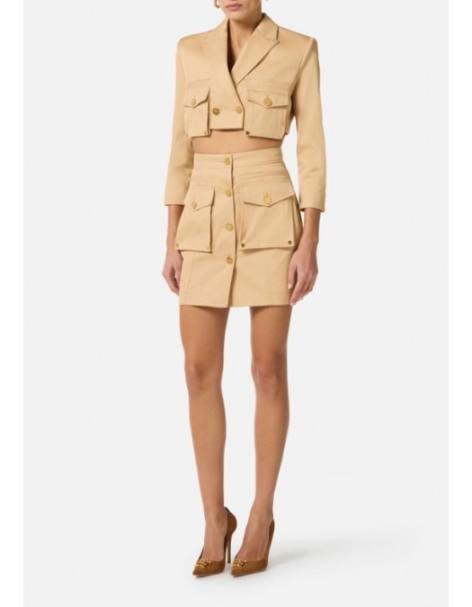 Jacheta ELISABETTA FRANCHI, Cotton gabardine jacket with cargo pockets - GI22161E2470