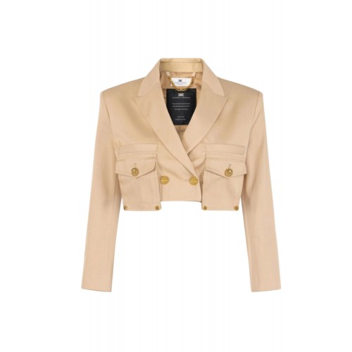 Jacheta ELISABETTA FRANCHI, Cotton gabardine jacket with cargo pockets