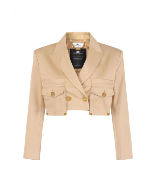 Jacheta ELISABETTA FRANCHI, Cotton gabardine jacket with cargo pockets - GI22161E2470