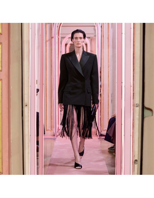 Sacou ELISABETTA FRANCHI, lightweight crêpe fabric and satin, Negru - GI24163E2110