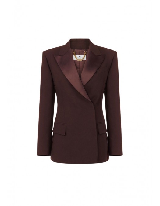 Sacou ELISABETTA FRANCHI, lightweight crêpe fabric and satin, Maro - GI24163E2644