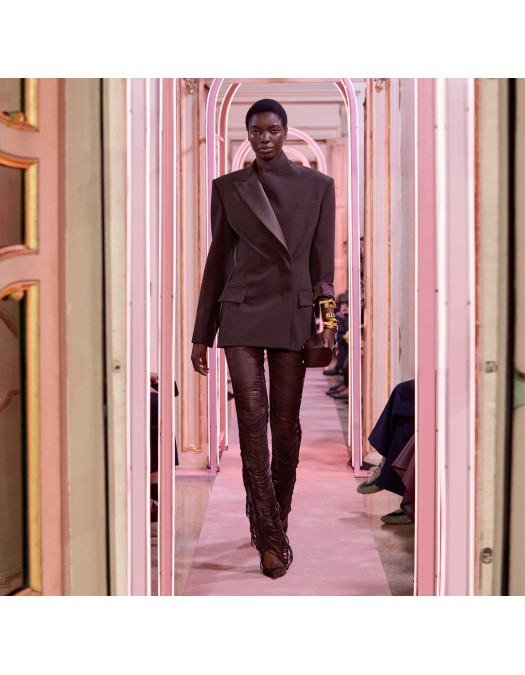 Sacou ELISABETTA FRANCHI, lightweight crêpe fabric and satin, Maro - GI24163E2644