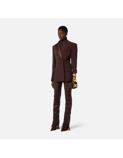 Sacou ELISABETTA FRANCHI, lightweight crêpe fabric and satin, Maro - GI24163E2644