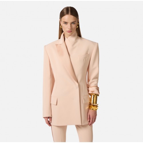 Sacou ELISABETTA FRANCHI, lightweight crêpe fabric and satin, Rose