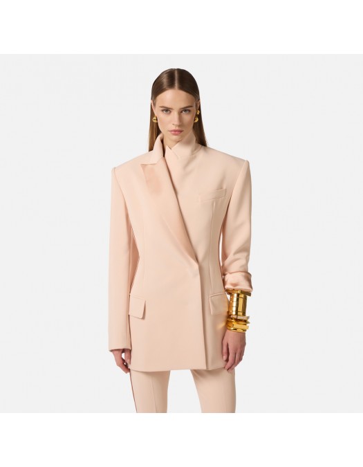 Sacou ELISABETTA FRANCHI, lightweight crêpe fabric and satin, Rose - GI24163E2EA1