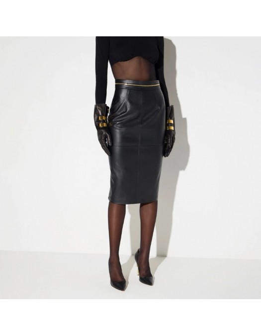 Fusta ELISABETTA FRANCHI, Leather skirt with zip - GJ01N66E2139