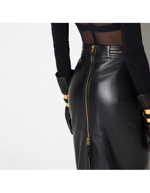 Fusta ELISABETTA FRANCHI, Leather skirt with zip - GJ01N66E2139
