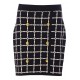 FUSTA ELISABETTA FRANCHI, Grid Patterned Buttoned, Black - GK10B51E2685 FUSTA ELISABETTA FRANCHI, Grid Patterned Buttoned, Black - GK10B51E2685