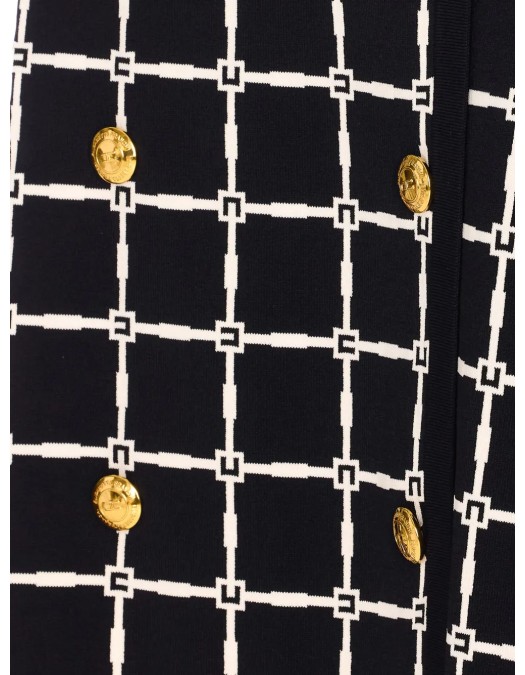 FUSTA ELISABETTA FRANCHI, Grid Patterned Buttoned, Black - GK10B51E2685 FUSTA ELISABETTA FRANCHI, Grid Patterned Buttoned, Black - GK10B51E2685